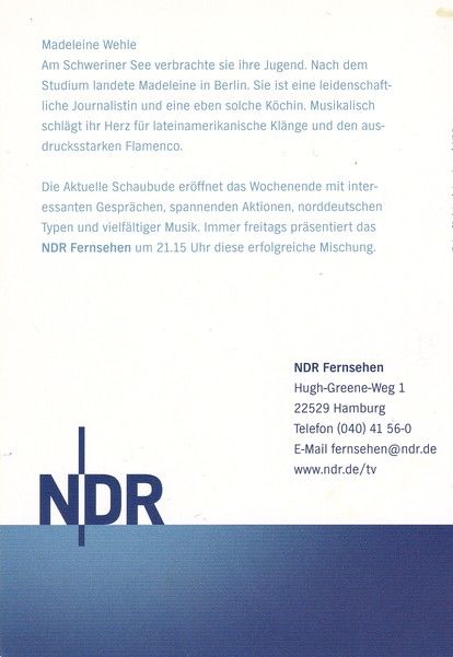 Autogramm TV | NDR | Madeleine WEHLE | 2000er "Aktuelle Schaubude" (Isenberg)