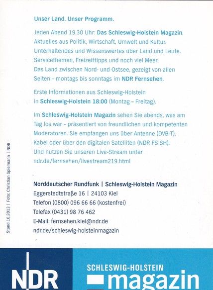 Autogramm TV | NDR | Marie-Luise BRAM | 2013 "S-H Magazin" (Spielmann)
