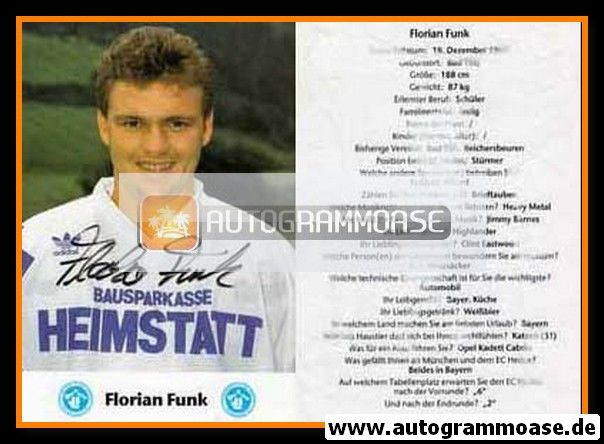 Autogramm Eishockey | EC Hedos München | 1991 | Florian FUNK