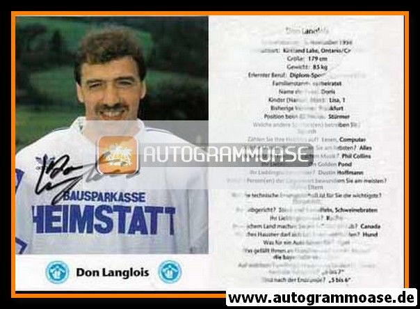 Autogramm Eishockey | EC Hedos München | 1991 | Don LANGLOIS