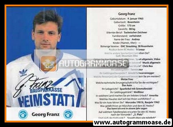 Autogramm Eishockey | EC Hedos München | 1992 | Georg FRANZ