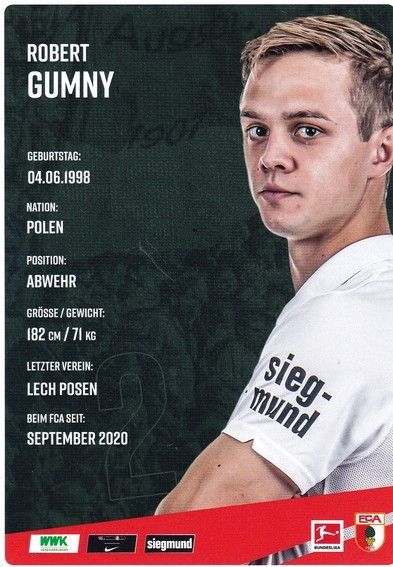 Autogramm Fussball | FC Augsburg | 2020 | Robert GUMNY