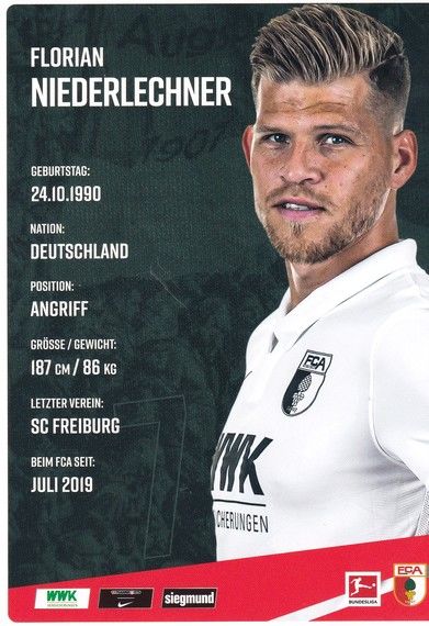 Autogramm Fussball | FC Augsburg | 2020 | Florian NIEDERLECHNER
