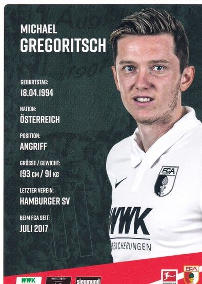 Autogramm Fussball | FC Augsburg | 2020 | Michael GREGORITSCH