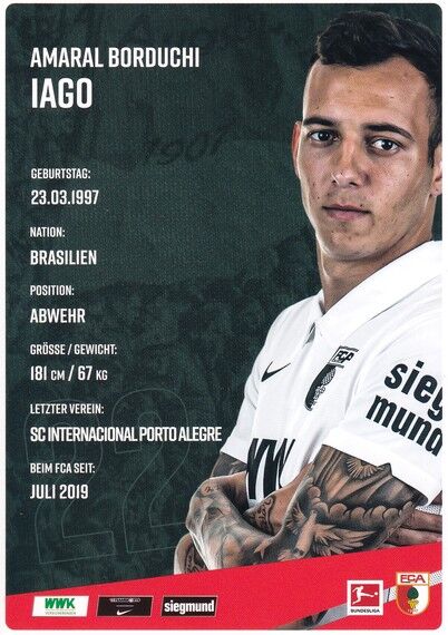 Autogramm Fussball | FC Augsburg | 2020 | Amaral BORDUCHI IAGO