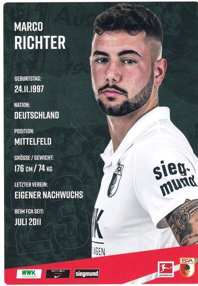 Autogramm Fussball | FC Augsburg | 2020 | Marco RICHTER