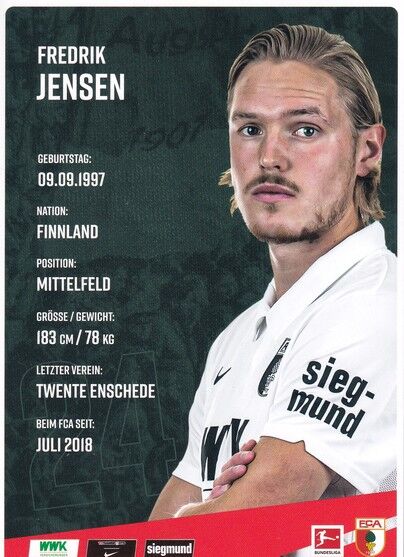 Autogramm Fussball | FC Augsburg | 2020 | Fredrik JENSEN