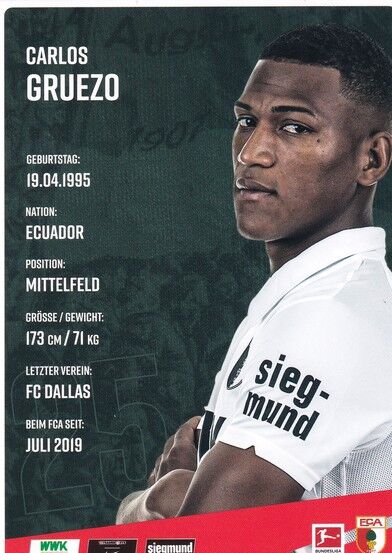 Autogramm Fussball | FC Augsburg | 2020 | Carlos GRUEZO