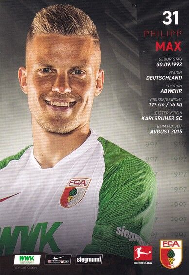 Autogramm Fussball | FC Augsburg | 2019 | Philipp MAX