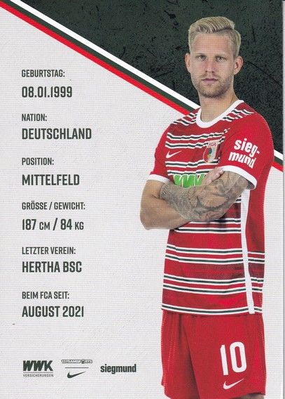 Autogramm Fussball | FC Augsburg | 2022 | Arne MAIER