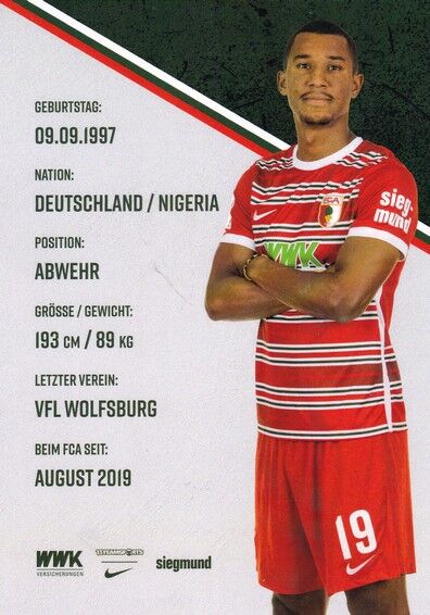 Autogramm Fussball | FC Augsburg | 2022 | Felix UDUOKHAI