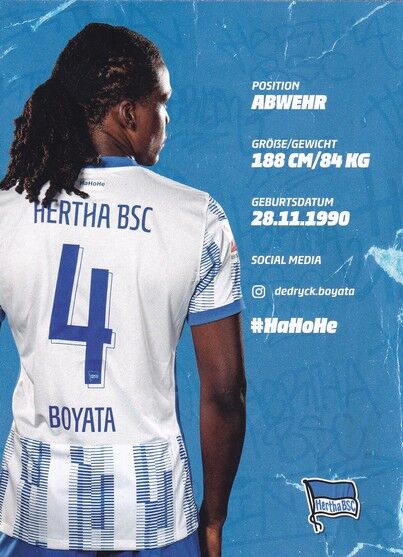 Autogramm Fussball | Hertha BSC Berlin | 2021 | Dedryck BOYATA