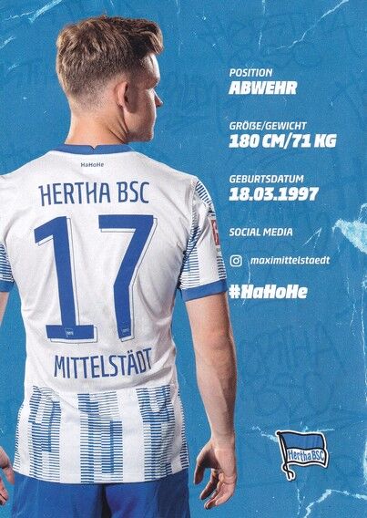 Autogramm Fussball | Hertha BSC Berlin | 2021 | Maximilian MITTELSTÄDT