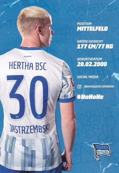 Autogramm Fussball | Hertha BSC Berlin | 2021 | Dennis JASTRZEMBSKI