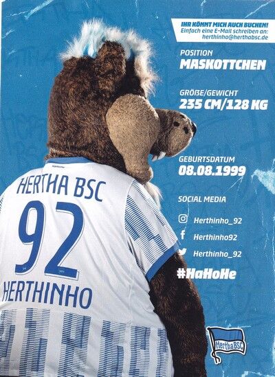 Autogramm Fussball | Hertha BSC Berlin | 2021 | HERTHINHO (Maskottchen)