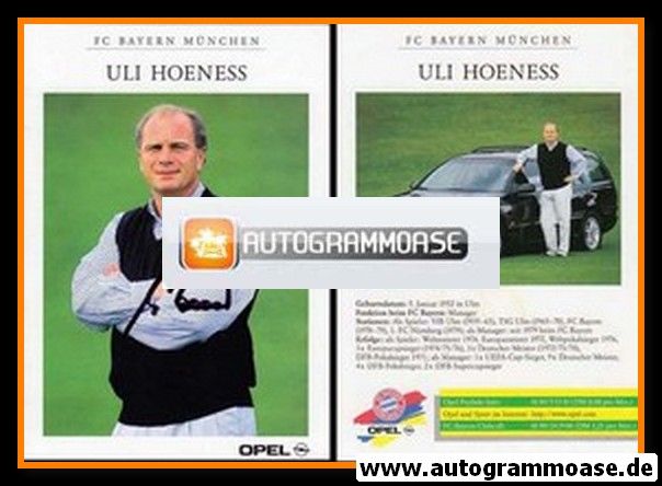 Autogramm Fussball | FC Bayern M&uuml;nchen | 1998 | Uli HOENESS