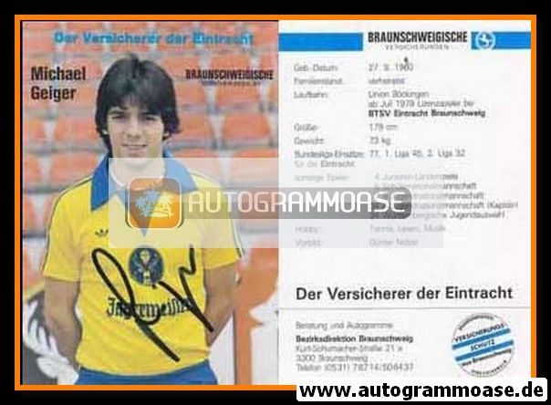 Autogramm Fussball | Eintracht Braunschweig | 1981 | Michael GEIGER