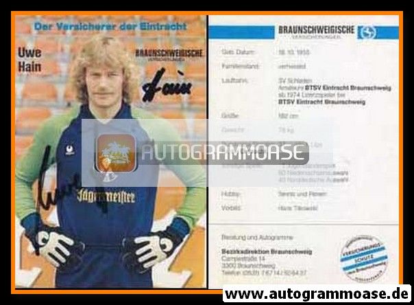 Autogramm Fussball | Eintracht Braunschweig | 1981 | Uwe HAIN