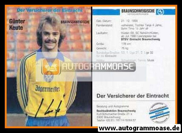 Autogramm Fussball | Eintracht Braunschweig | 1981 | Günter KEUTE