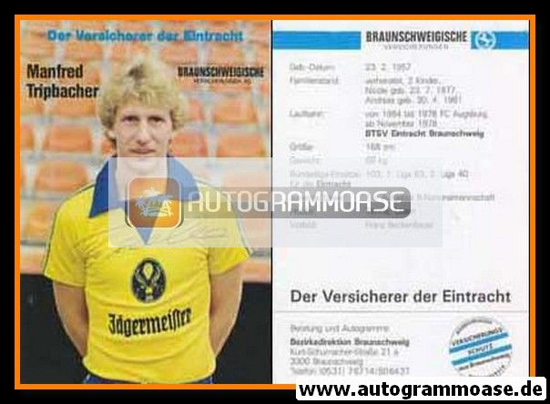 Autogramm Fussball | Eintracht Braunschweig | 1981 | Manfred TRIPBACHER