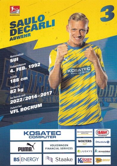 Autogramm Fussball | Eintracht Braunschweig | 2022 | Saulo DECARLI