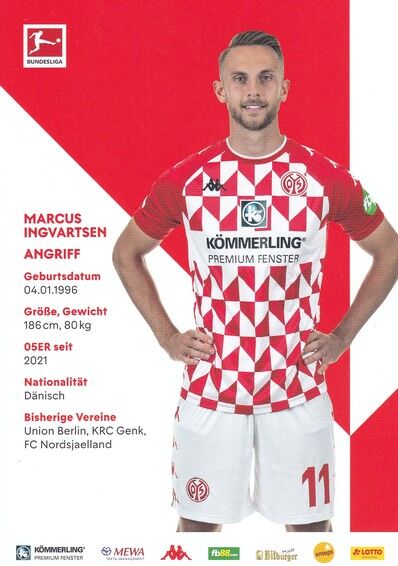 Autogramm Fussball | FSV Mainz 05 | 2021 | Marcus INGVARTSEN