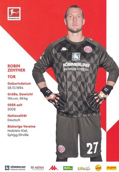 Autogramm Fussball | FSV Mainz 05 | 2021 | Robin ZENTNER