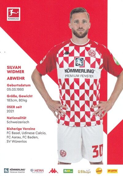Autogramm Fussball | FSV Mainz 05 | 2021 | Silvan WIDMER