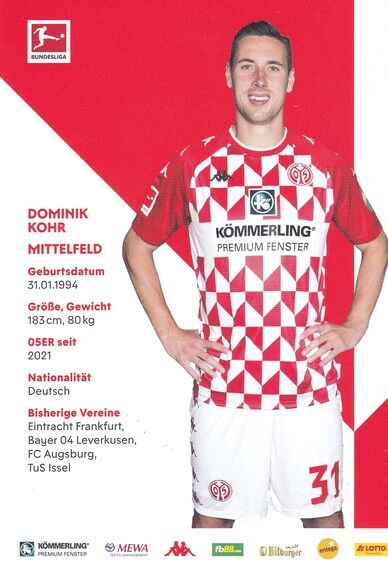 Autogramm Fussball | FSV Mainz 05 | 2021 | Dominik KOHR