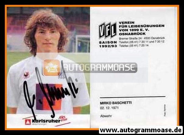 Autogramm Fussball | VfL Osnabrück | 1992 | Mirco BASCHETTI