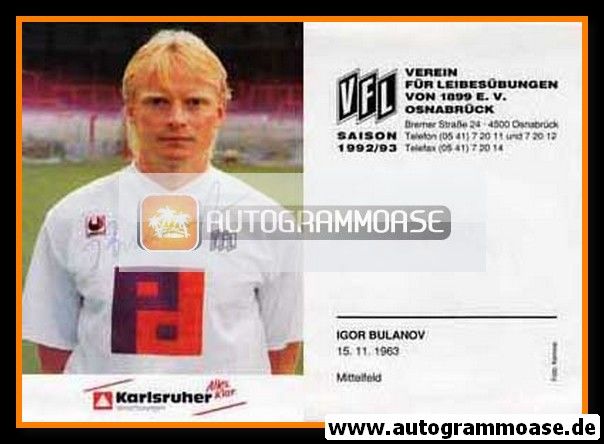 Autogramm Fussball | VfL Osnabrück | 1992 | Igor BULANOV