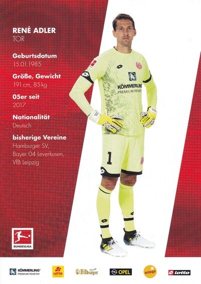 Autogramm Fussball | FSV Mainz 05 | 2017 | Rene ADLER