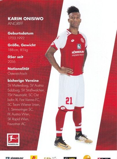 Autogramm Fussball | FSV Mainz 05 | 2017 | Karim ONISIWO