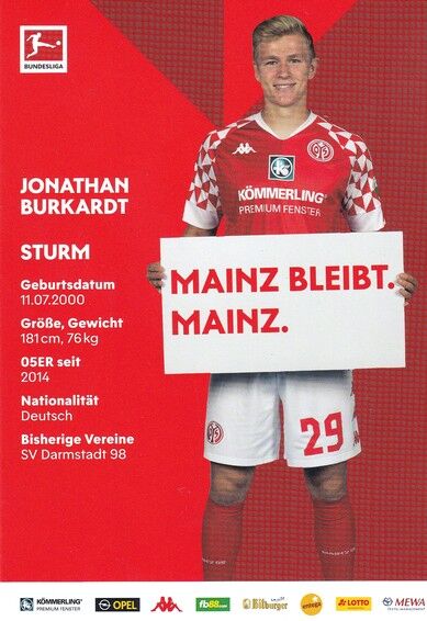 Autogramm Fussball | FSV Mainz 05 | 2020 | Jonathan BURKHARDT