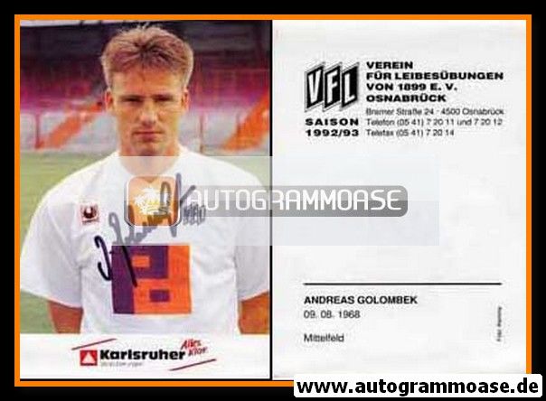 Autogramm Fussball | VfL Osnabrück | 1992 | Andreas GOLOMBEK