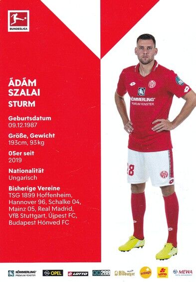 Autogramm Fussball | FSV Mainz 05 | 2019 | Adam SZALAI