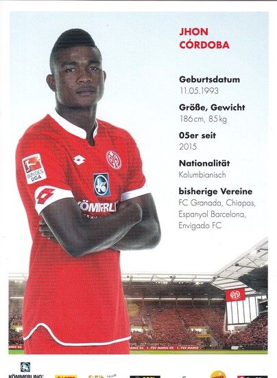 Autogramm Fussball | FSV Mainz 05 | 2015 | Jhon CORDOBA