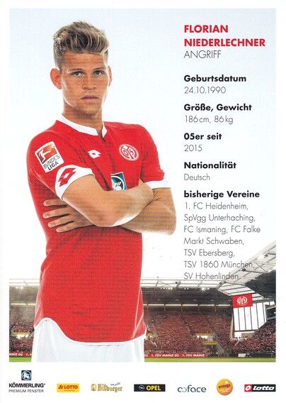 Autogramm Fussball | FSV Mainz 05 | 2015 | Florian NIEDERLECHNER