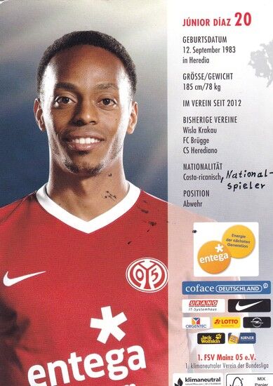 Autogramm Fussball | FSV Mainz 05 | 2012 | Junior DIAZ