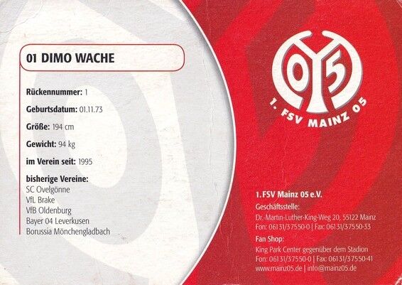 Autogramm Fussball | FSV Mainz 05 | 2008 | Dimo WACHE