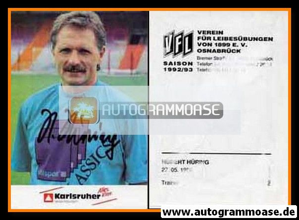 Autogramm Fussball | VfL Osnabrück | 1992 | Hubert HÜRING