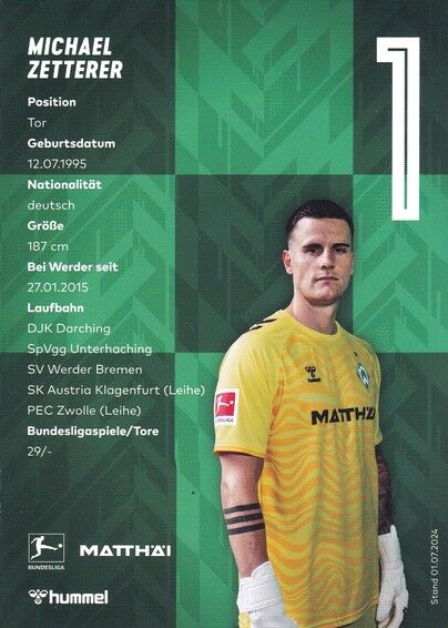 Autogramm Fussball | SV Werder Bremen | 2024 | Michael ZETTERER