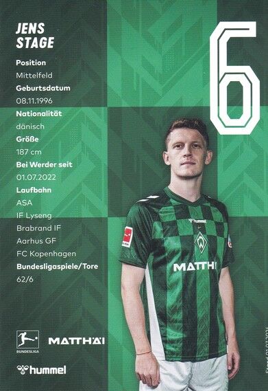 Autogramm Fussball | SV Werder Bremen | 2024 | Jens STAGE