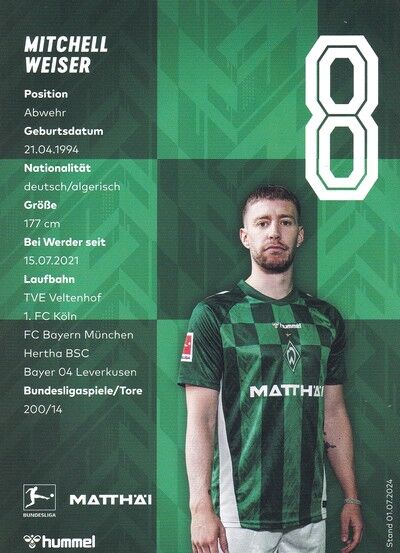 Autogramm Fussball | SV Werder Bremen | 2024 | Mitchell WEISER
