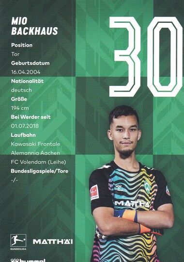 Autogramm Fussball | SV Werder Bremen | 2024 | Mio BACKHAUS