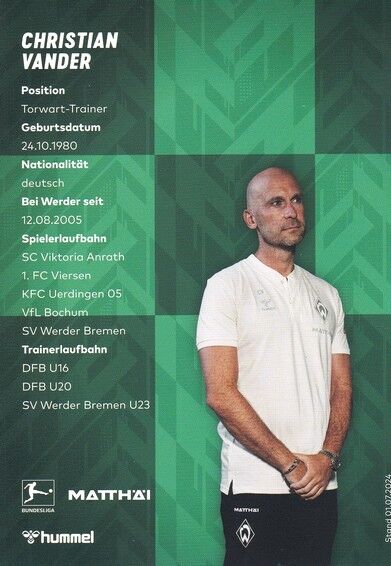 Autogramm Fussball | SV Werder Bremen | 2024 | Christian VANDER