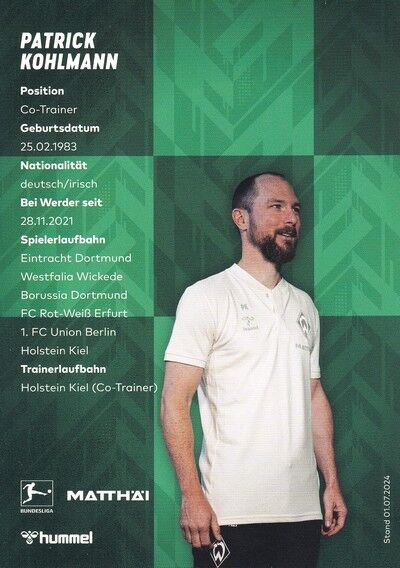 Autogramm Fussball | SV Werder Bremen | 2024 | Patrick KOHLMANN