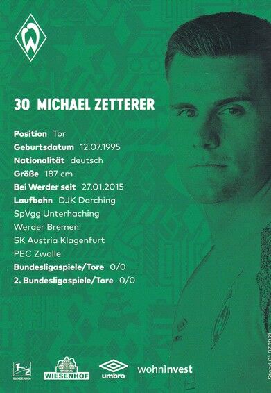 Autogramm Fussball | SV Werder Bremen | 2021 | Michael ZETTERER