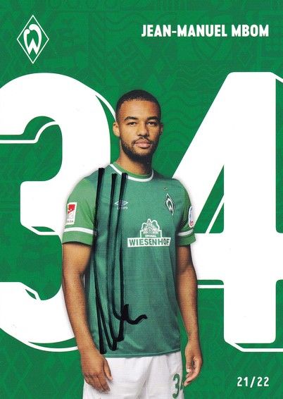 Autogramm Fussball | SV Werder Bremen | 2021 | Jean-Manuel MBOM