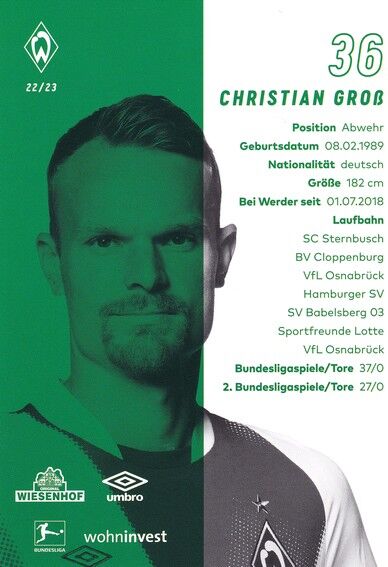 Autogramm Fussball | SV Werder Bremen | 2022 | Christian GROSS